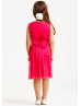 Fuchsia Pleated Chiffon Knee Length Flower Girl Dress With Flower Sash